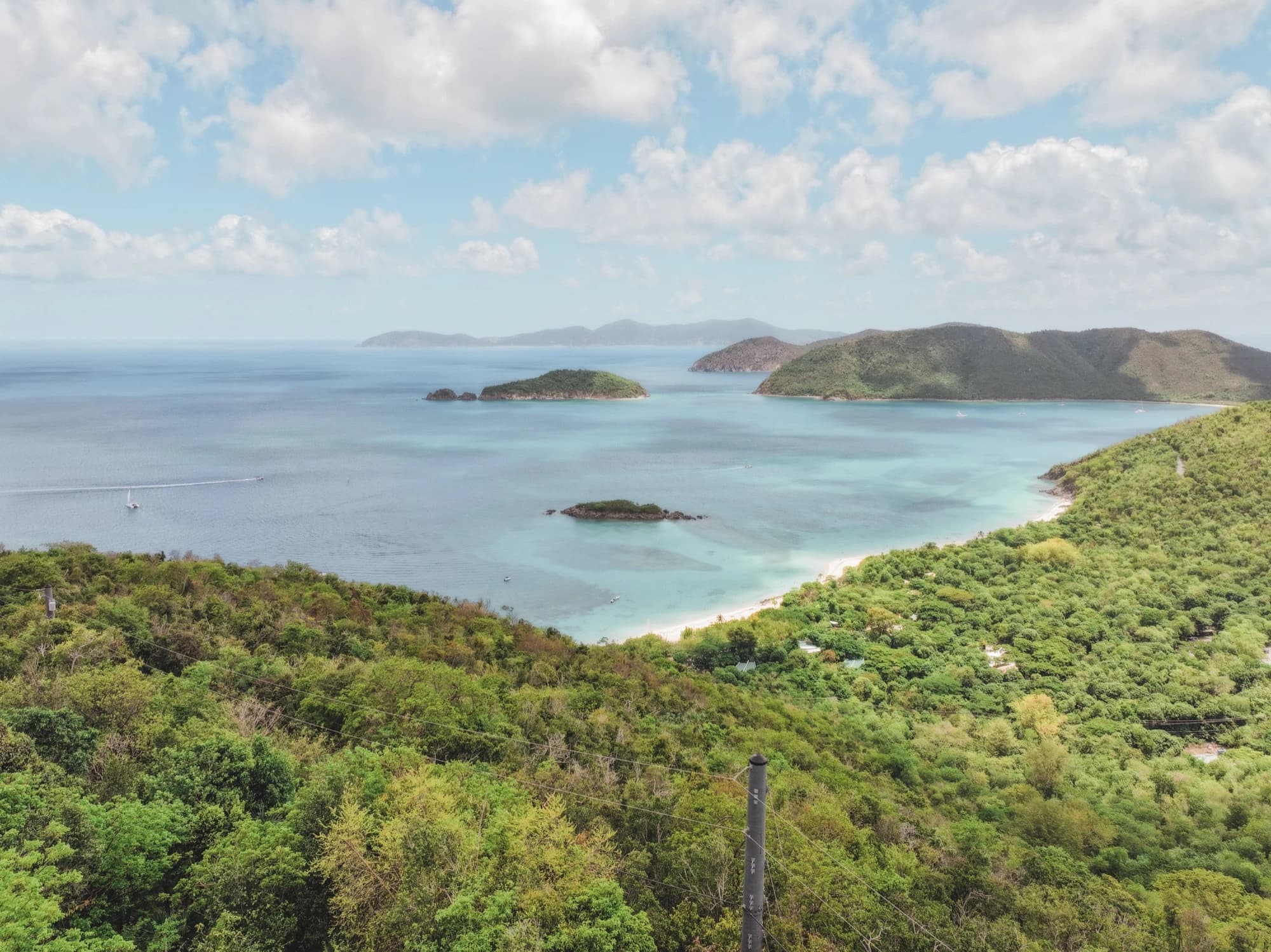 Cinnamon Bay and the British Virgin Islands panorama from Catherineberg, St. John USVI