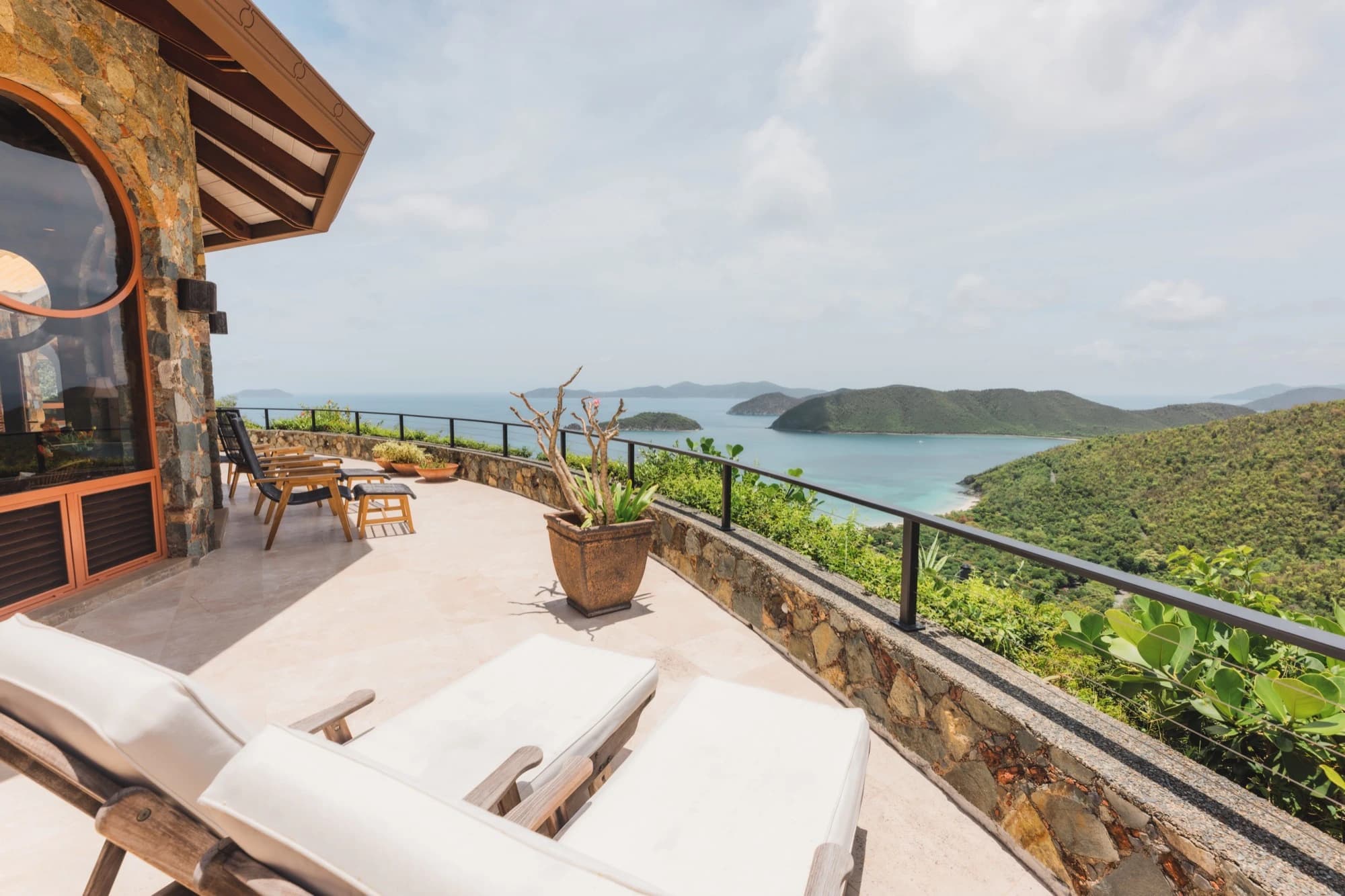 Outdoor seating area with tropical views at Valhalla St John