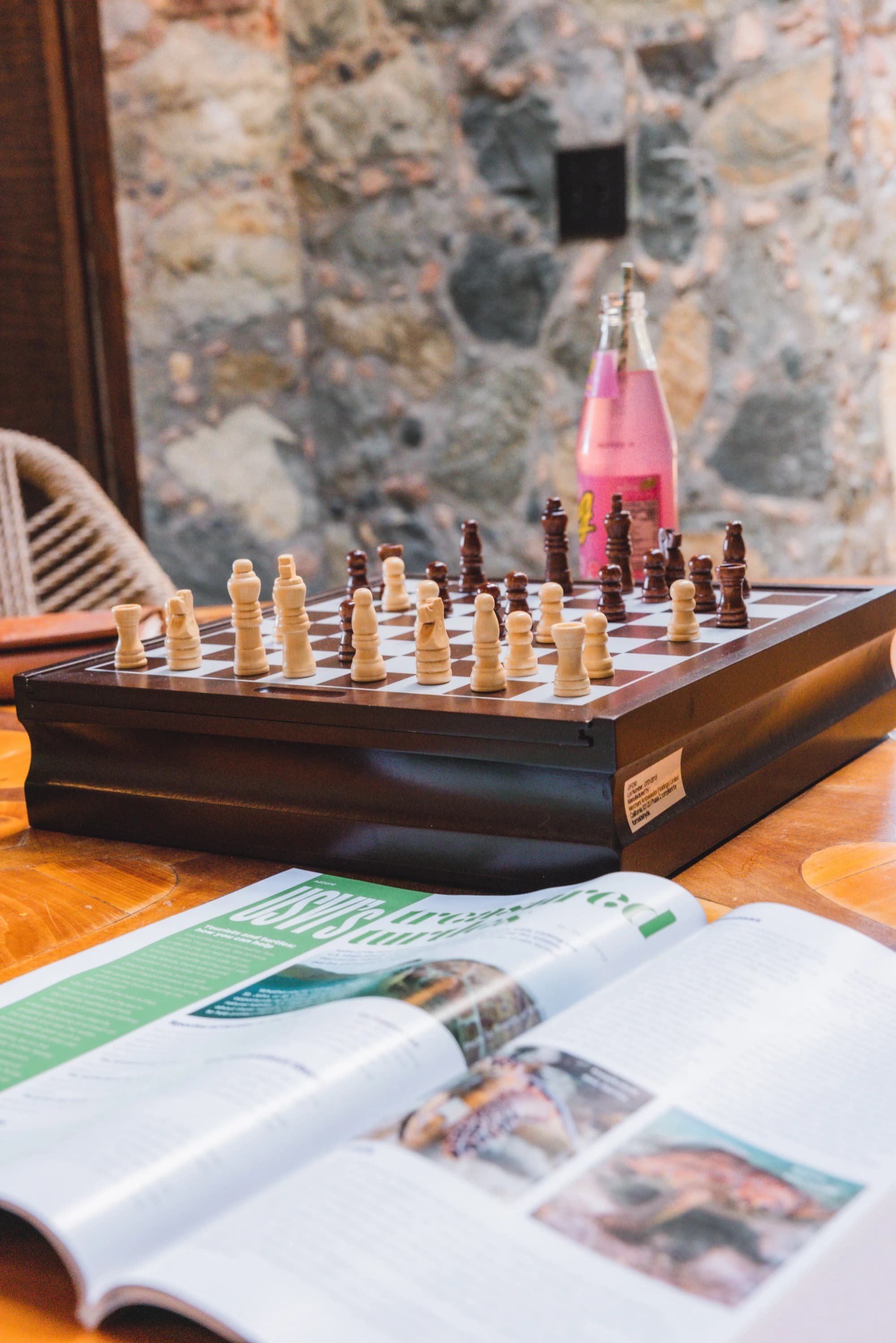Chess set detail in the living area at Valhalla St John